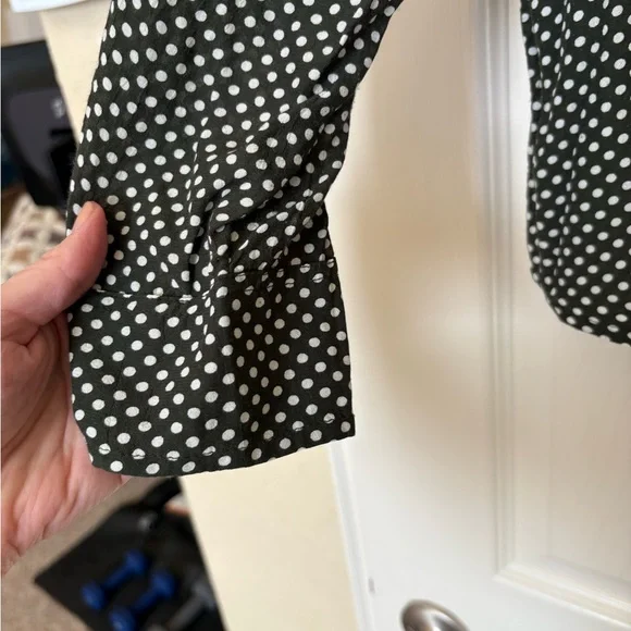 Lucky Brand Olive Green and White Polka Dot Top - Picture 4 of 6